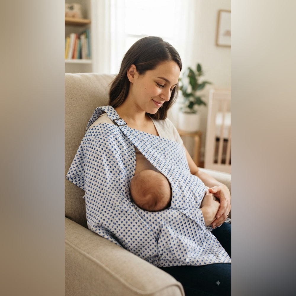 White and blue Breastfeeding Cover